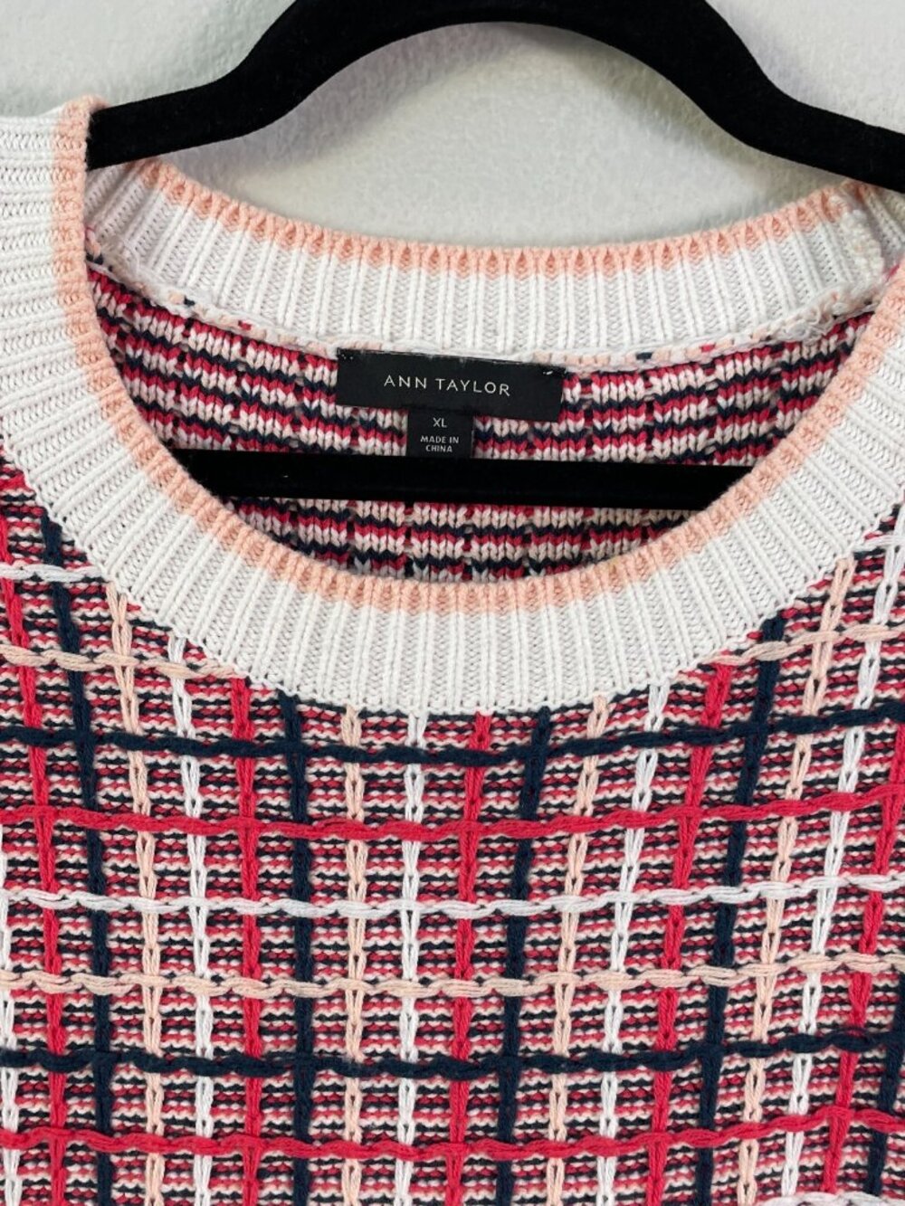 Ann Taylor Womens XL Tweed Sweater Tee Short Sleeve Knit Shirt Top - Picture 2 of 8